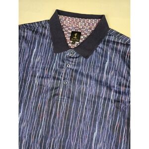 Like No Other Colorful Waves Print‎ Polo Shirt Black Collar Size L